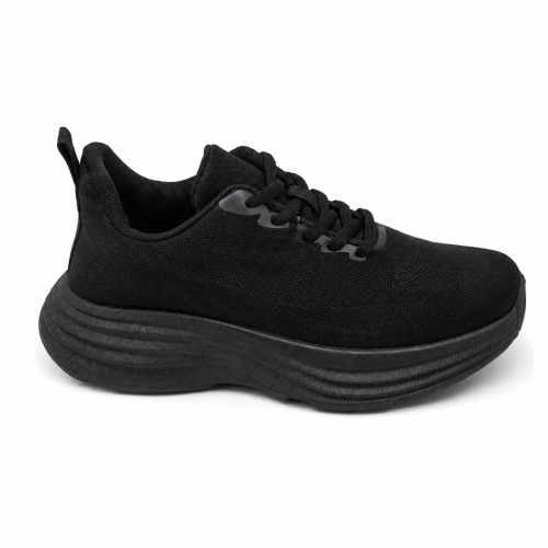 Черни дамски маратонки с олекотена платформа- Area Black 12197