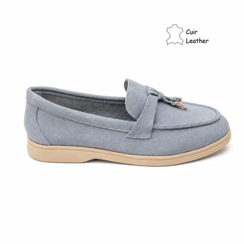Сини мокасини от естествен велур- Klear Blue 12203
