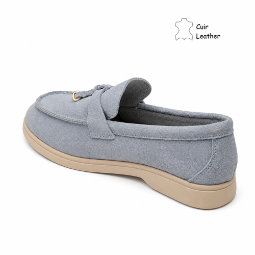 Сини мокасини от естествен велур- Klear Blue 12203